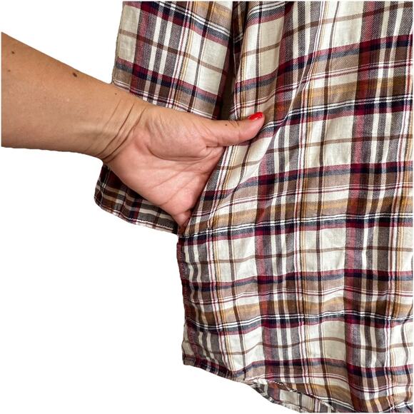 ORGANIC By John Patrick Tunic Button Down Shirt Dress Plaid Long Sleeve XS Ac22 - Picture 2 of 6